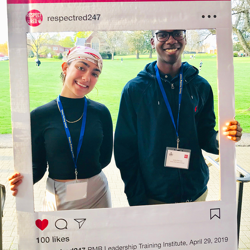 Respect My Red Selfie Frame on a College Campus to end Domestic Violence